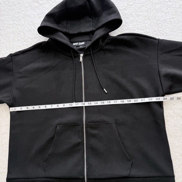 DKNY Jeans NWOT Women's Black Suede-Like Zip-Up Hoodie, Pockets, Size XL - Picture 6 of 8